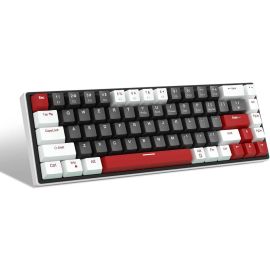 MAGEGEE SKY68 Wired Mechanical Keyboard — 68-Keys Compact, Blue Switch, Blue LED Backlight, English/Arabic, Black & White Dual-Tone  