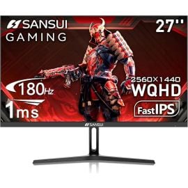 SANSUI Gaming Monitor 27 inch WQHD IPS Display 2560 x 1440 180Hz Refresh Rate 1ms (OD) Response Time Adaptive Sync Technology, HDR Support, Black 