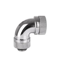 Thermaltake Pacific G14 PETG Tube 90° Compression – Chrome, G1/4″ Thread, 16 mm OD Hard Tube Fitting, Copper Base