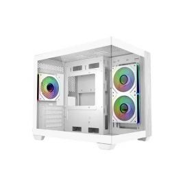 كولر ماستر علبة كمبيوتر برج متوسط إيليت متوافقة مع ATX وMicro ATX وMini ITX باللون الأبيض هيكل فولاذي تصميم تدفق هواء مع منافذ USB أمامية