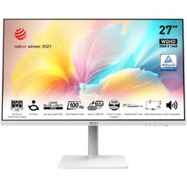 MSI Modern Business Productivity Monitors 27 inch WQHD IPS Display 2560 x 1440 100Hz Refresh Rate 1ms Response Time 1.07B Color Display, White
