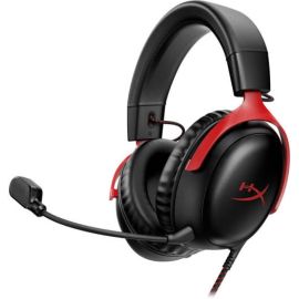 HyperX Cloud III Wired Gaming Headset Noise Cancelling Angled 53mm Drivers With LED Mic Mute Indicator Compatible with PC / PS5 / PS4 / Xbox Series 10Hz-21kHz Frequency Response Black/Red