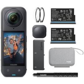 Insta360 X5 Action Camera Essential Bundle 114cm Invisible Sefie Stick Lens Cap Carry Case, 15m Waterproof 8K 360 Wind Guard with Dual 1/1.28" Sensors