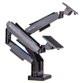 Thermaltake Dual RGB Gas‑Spring Monitor Arm (GEA‑MSR‑DMSBLK‑01) – 2×35″ Support, 20 kg/arm, 16.8M RGB Modes