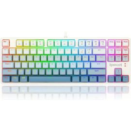 Redragon K645W-GP-RGB Tenkeyless Mechanical Gaming Keyboard – 87 Keys, Custom Blue Switches, RGB Backlighting with 18 Modes, N-Key Rollover, Splash-Proof Design, and Ergonomic Typing Angle