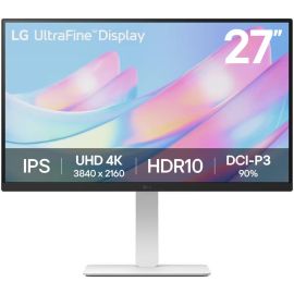 LG UltraFine Monitor 27 inch 27US550-W 4K UHD IPS Display 3840 x 2160 60Hz Refresh Rate 5ms Response Time Dynamic Action Sync, Whit
