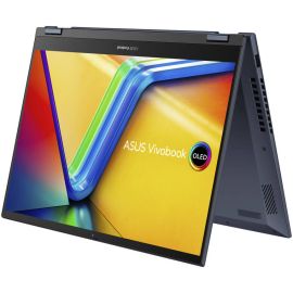 حاسوب محمول ASUS Vivobook S14 Flip 2-in-1 TN3402YA مع معالج AMD Ryzen 7 7730U، ذاكرة وصول عشوائي 16GB، تخزين SSD بسعة 1TB، رسومات AMD Radeon، شاشة لمس WUXGA بحجم 14 بوصة، لوحة مفاتيح إنجليزية عربية، لون أزرق هادئ، نظام التشغيل Windows 11