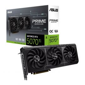 ASUS Prime GeForce RTX 5070 Ti OC Edition 16GB GDDR7 Graphics Card (PRIME-RTX5070TI-O16G / 90YV0MF0-M0NA00) – 8960 CUDA Cores, 2527 MHz OC Boost, 28 Gbps 256-bit, PCIe 5.0, HDMI 2.1b + 3× DisplayPort 2.1b, SFF-Ready 2.5-Slot Triple-Fan, 16-pin Power