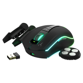 GAMDIAS Hades M1 Wired / Wireless Gaming Mouse, 10800 DPI Optical Sensor, Dual-Mode Wired & 2.4GHz Wireless, Adjustable Weight System, RGB Lighting, 7 Programmable Buttons, Black