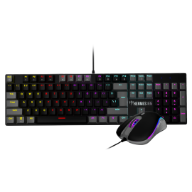 GAMDIAS HERMES E5 2-In-1 Combo Wired Membrane Keyboard & Mouse, Full-Size RGB Backlit Keyboardm GAMDIAS Certified Membrane Switches, 25-Key Rollover, Ergonomic 3600 DPI Gaming Mouse, Black and Gray