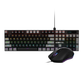 GAMDIAS HERMES E6 Elite Wired Gaming Keyboard & Mouse Combo, Mechanical Switches, Hot-Swappable, RGB Backlight, 3600 DPI Optical Mouse, N-Key Rollover, Black