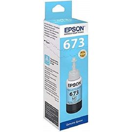 Epson 673 Light Cyan Original Ink Bottle for EcoTank Printers L1800, L800, L805, L810, L850 | T6735