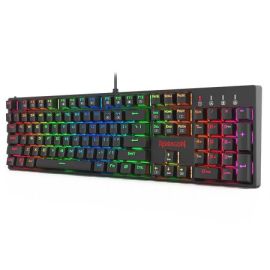 لوحة مفاتيح الألعاب الميكانيكية Redragon SURARA K582RGB - 104 مفاتيح كاملة الحجم، بإضاءة خلفية RGB، لمسية وخفيفة الضوضاء، مفاتيح خارجية بنية اللون، قابلة للتبديل السريع