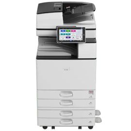 طابعة ليزر متعددة الوظائف RICOH IM3500 باللونين الأسود والأبيض، تطبع بسرعة تصل إلى 35 صفحة في الدقيقة، نسخ، مسح ضوئي، فاكس، دقة طباعة قصوى 1200x1200 نقطة في البوصة، باللون الأبيض.