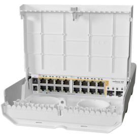 MikroTik CRS318-16P-2S+OUT – netPower 16P AP, 16× Ethernet Ports, 2× SFP+ Ports, 98DX226S CPU, 256MB RAM, 16MB Flash, Dual DC Inputs, White