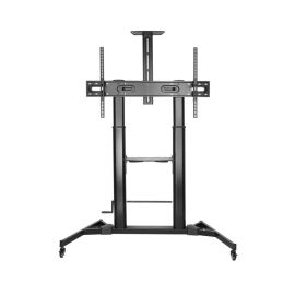 SkillTech SH666TB Height Adjustable TV Cart Floor Stand, Black, Compatible with 60" to 100" Screens