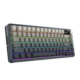 Redragon  TKL Mechanical Keyboard 81 Keys Gasket Mount Tri Mode Wired 2.4G Bluetooth Main interface Display Knob Hot Swappable RGB Black & Grey