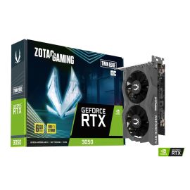 ZOTAC GAMING GeForce RTX 3050 6GB GDDR6 Twin Edge OC  2304 CUDA Cores 1477 MHz Boost Clock 6GB GDDR6 14 Gbps Memory Speed 96-Bit Memory Bus PCIe 4.0 x8 1 x HDMI 2.1a + 3 x DisplayPort 1.4a Graphics Card