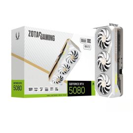 ZOTAC GAMING GeForce RTX 5080 SOLID OC White Edition 16GB GDDR7 Graphics Card (ZT-B50800Q-10P) – Triple BladeLink Fans, IceStorm 3.0 Cooling, PCIe 5.0, DLSS 4, 4× Display Support