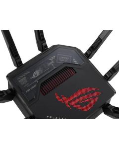 راوتر الألعاب ASUS ROG Rapture GT-BE98 بتقنية الرباعية النطاقات: دعم 320 ميجاهرتز، سرعات تصل إلى 25 جيجابت في الثانية، منفذي 10 جيجابت، وضع الألعاب للهواتف المحمولة، ميزات AiMesh وVPN