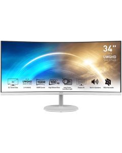 MSI PRO Curved Monitor Business & Productivity 34 inch MP341CQW UWQHD VA Display 3440 x 1440 100Hz Refresh Rate 1ms (MPRT) Response Time 1500R Curvature, 1.07b Color Support, White
