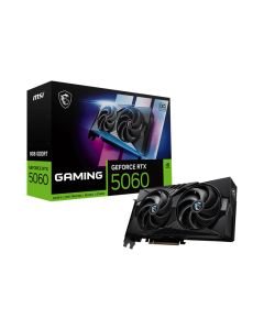 بطاقة رسومات MSI GeForce RTX 5060 8G GAMING OC - ذاكرة GDDR7 سعة 8 جيجابايت 128 بت، PCIe 5.0، نظام تبريد ثنائي المروحة من سلسلة GAMING، منفذ DisplayPort 2.1b + HDMI 2.1b