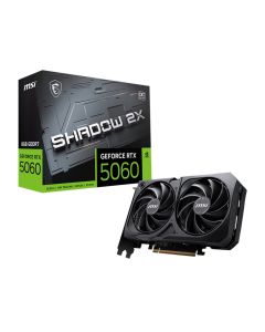 بطاقة رسومات MSI GeForce RTX 5060 8G SHADOW 2X OC - 8 جيجابايت GDDR7 (128 بت) PCIe 5.0، 3 منافذ DisplayPort 2.1b + HDMI 2.1b، تبريد بمروحتين