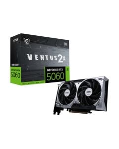 بطاقة رسومات MSI GeForce RTX 5060 8G VENTUS 2X OC - ذاكرة GDDR7 سعة 8 جيجابايت، 128 بت، سرعة نقل بيانات 28 جيجابت في الثانية، بنية NVIDIA Blackwell، PCIe 5.0، تبريد بمروحتين