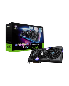 بطاقة رسومات MSI GeForce RTX 5070 GAMING TRIO OC سعة 12 جيجابايت، بنية NVIDIA Blackwell، ذاكرة GDDR7 سعة 12 جيجابايت، DLSS 4، تتبع الأشعة، PCIe 5.0، نظام تبريد TRI FROZR 4