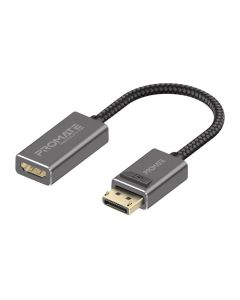 محول بروميت ميديا لينك-دي بي ديسبلاي بورت إلى HDMI - مخرج UHD بدقة 4K بمعدل 60 هرتز، موصلات مطلية بالذهب، كابل مضفر من النايلون، توصيل وتشغيل، متوافق مع أنظمة ويندوز 10/8/7 وماك أو إس إكس 10.2+، تصميم صغير الحجم - أسود