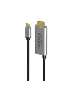 Promate HDMI-PD100 USB-C to HDMI 4K,60 Hz Cable – 100W Power Delivery, VL102+PS176 Chipset, Aluminum Housing, Gold-Plated Connectors, 1.8 m Braided Cord – Thunderbolt-3 Compatible