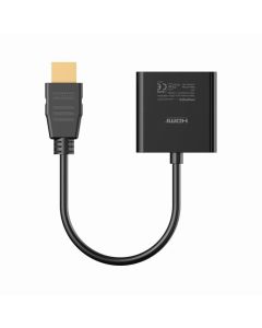 محول بروميت برولينك-إتش 2 في من HDMI إلى VGA - دقة عالية كاملة 1080 بكسل، سهل التركيب والتشغيل، منفذ HDMI مطلي بالذهب، بدون طاقة خارجية، خفيف الوزن، متوافق مع أجهزة HDMI إلى شاشات VGA - أسود