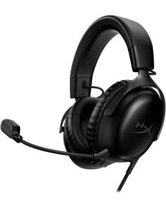 HyperX Cloud III Wired Gaming Headset Noise Cancelling Angled 53mm Drivers With LED Mic Mute Indicator Compatible with PC / PS5 / PS4 / Xbox Series 10Hz-21kHz Frequency Response Black/Red-Black