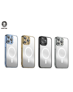 جراب Green Lion مطلي بالكهرباء + حلقة معدنية من MagSafe، لهاتف iPhone 15 Pro