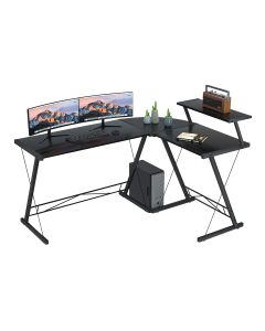 GAMEON Slayer II XL Series 3-in-1 L-Shaped Gaming Desk (150 × 112 × 74 cm) with Accessories Stand – Black