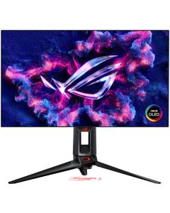 أسوس روج شاشة ألعاب OLED فاخرة QHD مقاس 26.5 بوصة بدقة 2560 × 1440 ومعدل تحديث 480 هرتز ووقت استجابة 0.03 مللي ثانية وتقنية FreeSync وG-Sync ونسبة تباين 1.5 ميجابايت و10 بت و1.07 مليار لون أسود