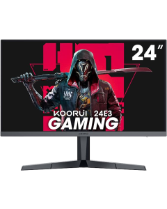 KOORUI 24E3 شاشة ألعاب 24 بوصة FHD 1920 1080 معدل تحديث 60 هرتز وقت استجابة 12 مللي ثانية إطار نحيف للغاية ومزامنة قابلة للتركيب VESA DP HDMI أسود