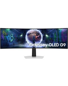 شاشة سامسونج أوديسي للألعاب المنحنية G9 G932 مقاس 49 بوصة، شاشة OLED مزدوجة QHD بدقة 5120 × 1440، معدل تحديث 240 هرتز، وقت استجابة 0.03 مللي ثانية، AMD FreeSync Premium Pro وNVIDIA G-Sync فضي