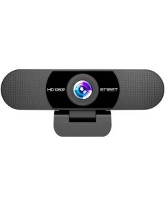 كاميرا ويب EMEET SmartCam C960 عالية الدقة - دقة 1080 بكسل عالية الوضوح بمعدل 30 إطارًا في الثانية، وميكروفونات مزدوجة مضادة للضوضاء، وعدسة بزاوية واسعة 90 درجة، وغطاء للخصوصية، وتوصيل USB وتشغيله - طراز C960