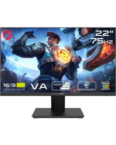 GAMEON Basic Series Gaming Monitor 22 inch FHD VA Panel 1920x1080 75 Hz Refresh Rate 2ms Response Time Fixed Stand, HDR, Low Blue Light, Black