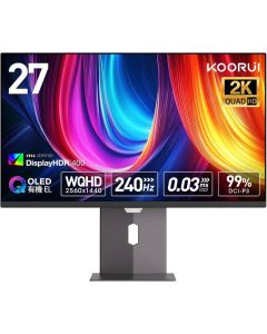 KOORUI Monitor 27 inch S2721X0 QHD QD-OLED Display 2560 x 1440 240Hz Refresh Rate 0.03ms (GtG) Response Time AMD FreeSync Premium Technology Black
