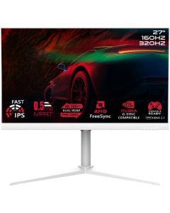شاشة ألعاب GAMEON Switch X Series مقاس 27 بوصة GOSX27W 4K UHD/FHD مزدوجة التبديل 3840 × 2160 معدل تحديث 160/320 هرتز 0.5 مللي ثانية وقت استجابة MPRT G-Sync و FreeSync، مكبرات صوت ستيريو مدمجة 5 وات، تدعم PS5، لون أبيض