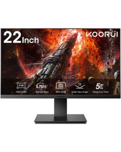 KOORUI Business Monitor 22 inch 22N1 FHD Display VA 1920 x 1080 Refresh Rate 75Hz Response Time 6ms HDMI and VGA VESA Mounting Ultra Thin Bezel/Eye Care/Ergonomic Tilt Black