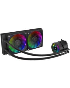 مبرد وحدة المعالجة المركزية السائل GAMDIAS CHIONE P3-240U AIO مقاس 240 مم، شاشة IPS LCD، مشعاع مقاس 240 مم، مراوح AEOLUS M3 PWM، مضخة PWM رباعية الدبابيس، أنابيب مغطاة بالتفلون، قاعدة نحاسية، مزامنة ARGB، أسود