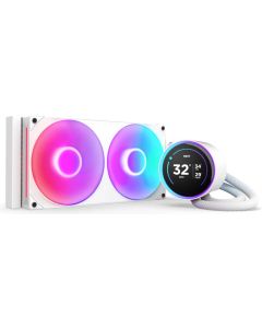 NZXT Kraken Elite 280 RGB V2 White – 280 mm AIO Liquid CPU Cooler with 2.72″ IPS LCD Display, Dual F140 RGB Fans, Turbine Pump, Intel LGA1851/1700/1200 & AMD AM5/AM4 Support, PWM Control