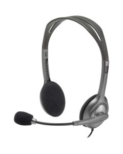 سماعة رأس ستريو للكمبيوتر Logitech H110 بمقبس مزدوج مقاس 3.5 مم 981-000271