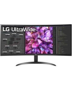 إل جي شاشة منحنية طراز 34WQ60C بمقاس 34 بوصة ألترا وايد بدقة QHD (3440 x 1440) معدل تحديث 60 هرتز, لون أسود