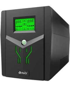وحدة UPS التفاعلية للألعاب NCTS QSTROM PRO 2000VA (2000VA / 1200W) - بطاريتان 12 فولت 9 أمبير/ساعة، ومنظم جهد تلقائي (AVR)، وشاشة LCD