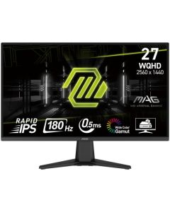 شاشة ألعاب إم إس آي MAG مقاس 27 بوصة بدقة WQHD IPS ودقة 2560 × 1440 وتردد 180 هرتز ووقت استجابة 0.5 مللي ثانية (GtG) وتقنية AdaptiveSync وألوان شاشة 1.07b، لون أسود