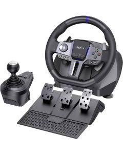 PXN V9 GEN2 Racing Wheel, 270° & 900° Rotation Angles, Hall Effect Pedals, RGB Light Strips, Adaptive Vibration & Dual Motor Force Feedback, PC, PS4, Xbox & Nintendo Switch, Black